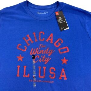 Under Armour Shirt Mens XL Blue Chicago Windy City USA Graphic Tee NEW $30